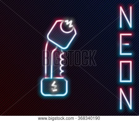 Glowing Neon Line Police Electric Shocker Icon Isolated On Black Background. Shocker For Protection.