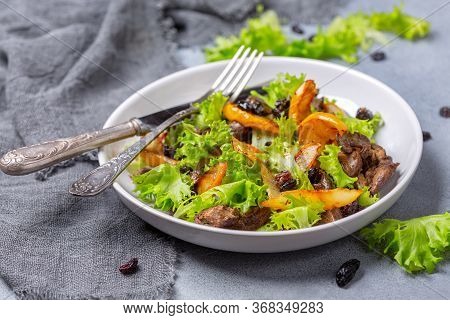 Warm Chicken Liver And Pear Salad.
