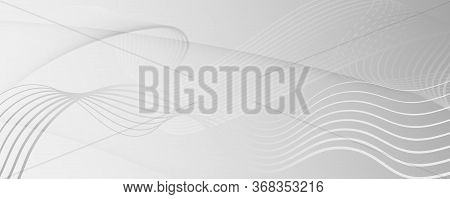 Gray Memphis Fluid Shapes. 3d Flow Line Pattern. Curve Technology Landing Page. Light Geometric Illu
