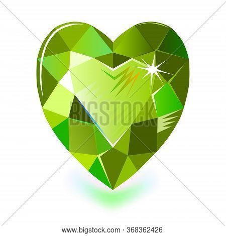 Heart Cut Gemstone Motif Pattern Shape On White Background, Vector Illustration