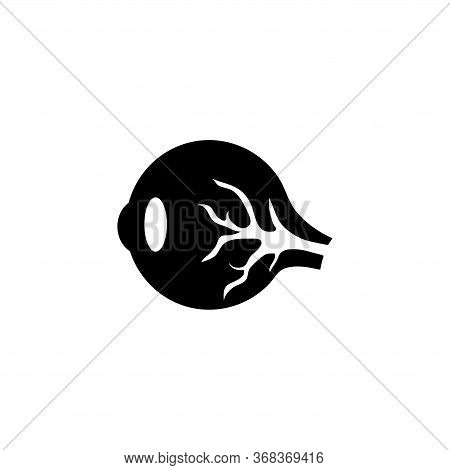 Extrinsic Muscles Eye, Human Eyeball. Flat Vector Icon Illustration. Simple Black Symbol On White Ba