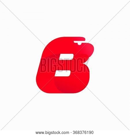 B Letter Logo With Eagle Head Silhouette. Vector Italic Font Perfect For Sport Identity, Luxury Post