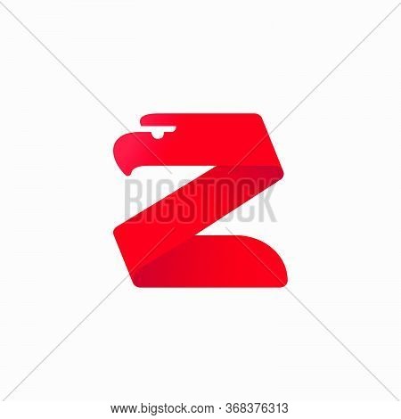Z Letter Logo With Eagle Head Silhouette. Vector Italic Font Perfect For Sport Identity, Luxury Post