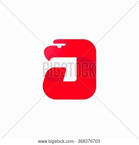 J Letter Logo With Eagle Head Silhouette. Vector Italic Font Perfect For Sport Identity, Luxury Post