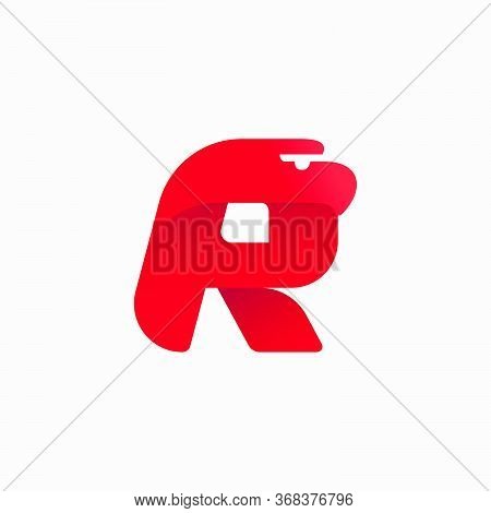 R Letter Logo With Eagle Head Silhouette. Vector Italic Font Perfect For Sport Identity, Luxury Post
