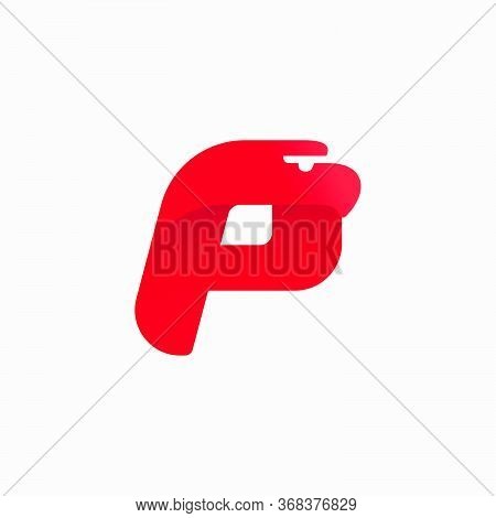 P Letter Logo With Eagle Head Silhouette. Vector Italic Font Perfect For Sport Identity, Luxury Post