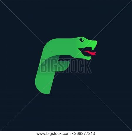 F Letter Logo With Snake Head Silhouette. Vector Font Perfect For Sport Identity, Danger Posters And