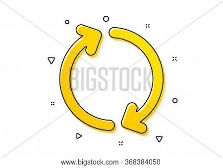 Rotation Arrowhead Symbol. Refresh Arrow Icon. Navigation Pointer Sign. Yellow Circles Pattern. Clas