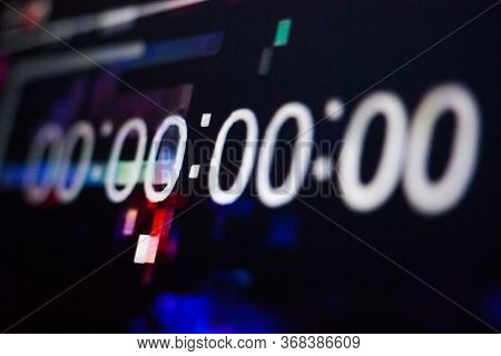 Zeroes On The Abstract Glitch Background. Timecode (time Code). Timer. Beginning. Glitch Art. Digita