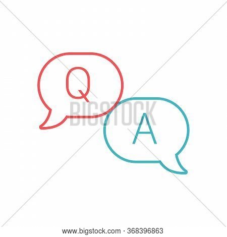 Question And Answer Line And Glyph Icon, E Learning And Education, Speech Bubble Chat Sign. Stock Ve