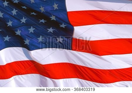 American Flag Background: American Flag Usa Close Up Waving Background Texture. American Flag Waving