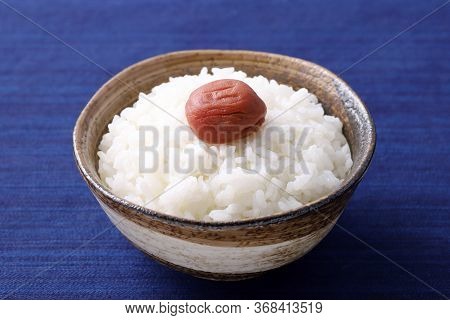 Japanese Food, Umeboshi Pickled Salt Plum On White Rice