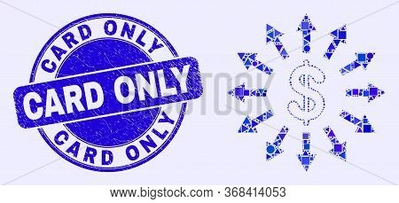 Geometric Dollar Emission Mosaic Icon And Card Only Seal Stamp. Blue Vector Round Grunge Seal With C