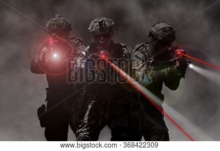 Military Special Unit Commandos Assult Team During A Mission