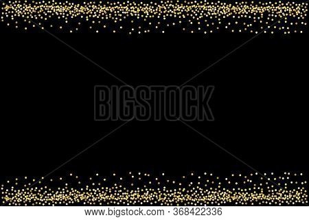 Gold Glitter On A Black Background. Vector Template Of Luxury Golden Border. Stock Template.