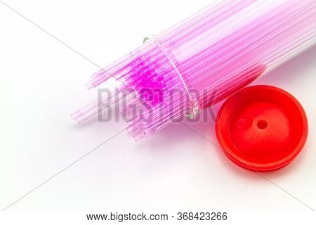 Close Up  Capillary Tube , Medical Equipment On White Background,selective Focus.