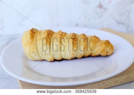 Horn Pastry Cake With Vla Or Vanilla Custard Filling. Homemade Cumcum Cake Filled With Cream