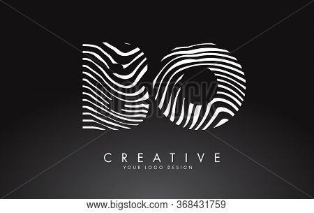 Bo B O Letters Logo Design With Fingerprint, Black And White Wood Or Zebra Texture On A Black Backgr
