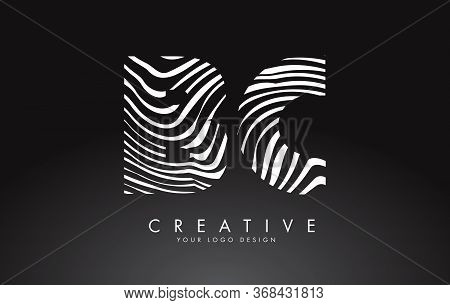 Bc B C Letters Logo Design With Fingerprint, Black And White Wood Or Zebra Texture On A Black Backgr