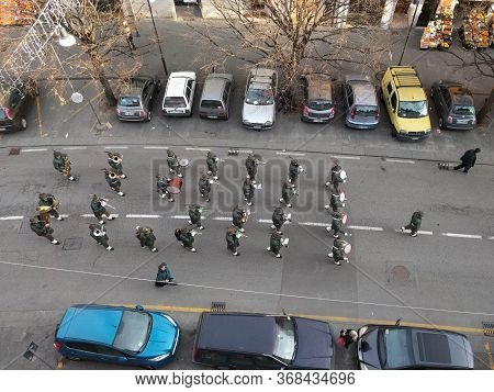 Brescia, Italy - December 23 2017: The View Parade On San Faustino Street On December 23 2017 In Bre