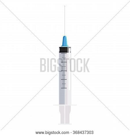 Medical Syringe Injector Application Device With Needle, Disposable Plastic. Vector Isolated Illustr