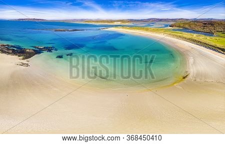 Aerial View Of Carrickfad And Cashelgolan Beach, Castlegoland, By Portnoo In County Donegal - Irelan