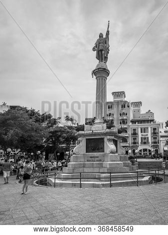 San Juan, Puerto Rico - April 29, 2019: Statue Of Christopher Columbus, San Juan, Puerto Rico, Carib
