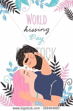 Romantic Couple In Love Kissing. World Kissing Day