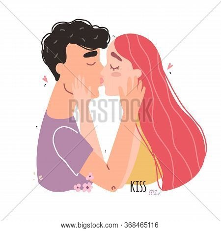 Romantic Couple In Love Kissing. World Kissing Day