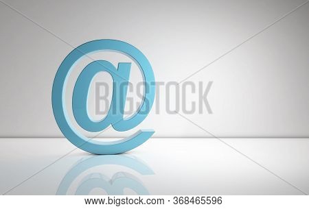 Blue Euro Sign On Gray Background With Copy Space. 3d Illustration