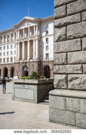 Sofia Bulgaria August 12: View Of The Old Bulgarian Parliament From Serdika Subway Station. On Augus
