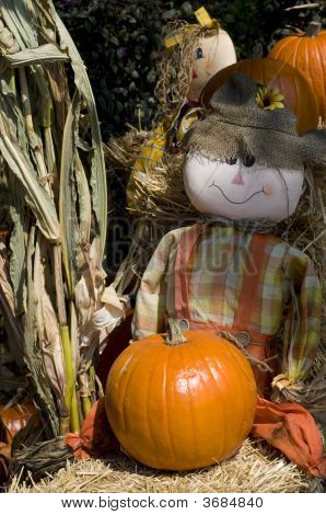 Bambola di Halloween con la zucca In giro