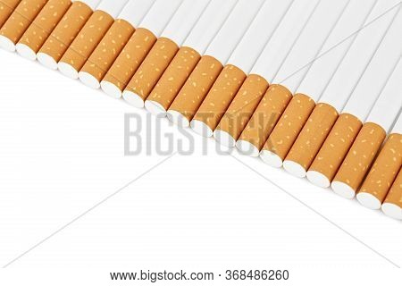 Set Сigarette close up isolated on white background. Smoking. Bad habits. Smoking leads to lung canc