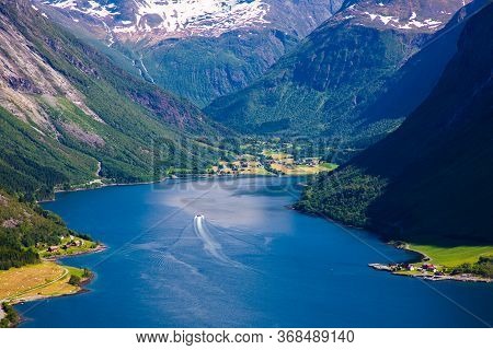 The Hjorundfjord And The Sunnmore Alps Near Trandal, More Og Romsdal, Norway.
