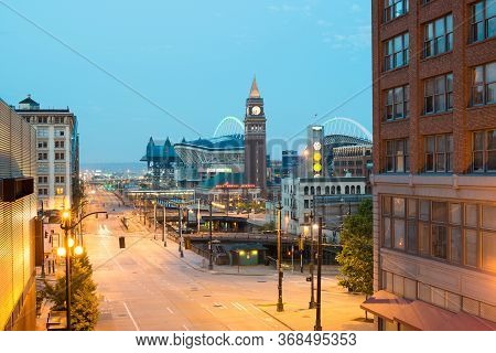 Seattle, Washington State, United States - July 09, 2012: Pioneer Square District And Centurylink Fi