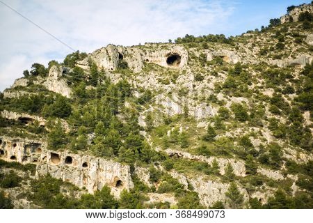 Caves In Alpes Mountain At Fontaine De Vaucluse, A Commune Within Departement Of Vaucluse And Region