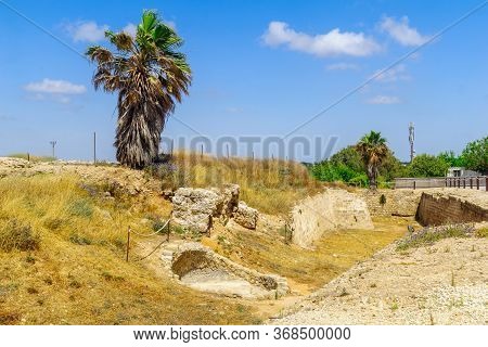 View Of The City Moat (crusader Era), In Apollonia National Park (tel Arsuf), Herzliya, Israel