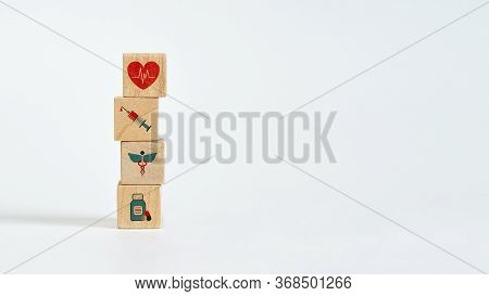 Wooden Blocks With The Healthcare Medical Symbol