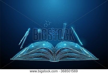 Abstract Open Schoolbook With Icons Of School Subjects