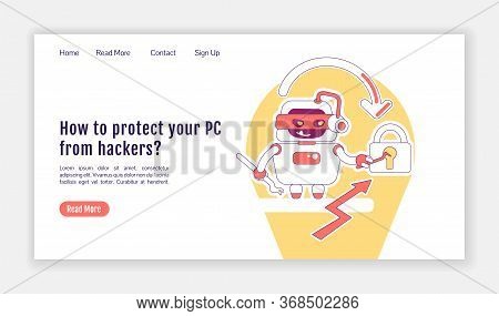 Bad Bot Landing Page Flat Silhouette Vector Template. Malicious Malware Homepage Layout. Protecting 