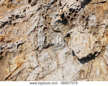 Background Design Texture Of Natural Stone Granite. Multi-colored - Red, Gray.
