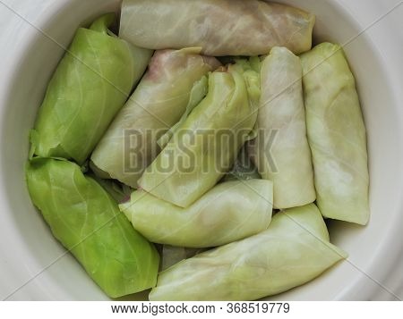 Cabbage Rolls With Beef, Rice And Vegetables. Stuffed Cabbage Leaves With Meat. Dolma, Sarma, Sarmal
