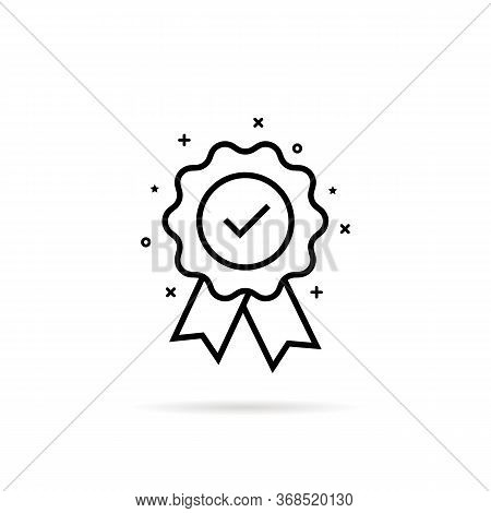 Guarantee Or Medal Thin Line Icon. Concept Of Minimal Consumer Control Emblem Or Assurance. Flat Str