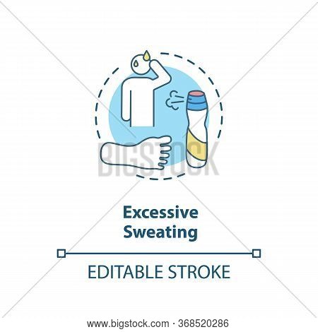 Excessive Sweating Concept Icon. Common Mens Issue, Personal Hygiene, Body Care Idea Thin Line Illus