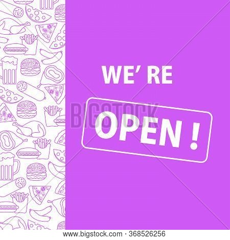 Vector Illustration Reopening Of Street Food Trading, Pizza Shops, Fast Food Cafe After Covid-19 Qua