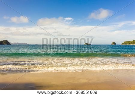 An aerial view of Hahei Beach New Zealand