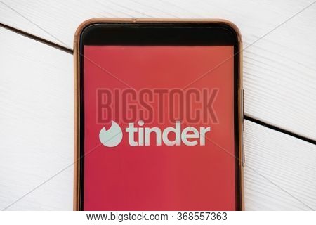 Tinder Logo On Smartphone Screen, Illustrative Editorial Image, Tinder Is A Social Search And Dating
