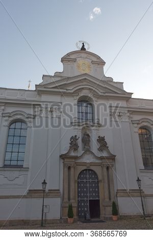 Prague, Czech Republic, October 13, 2019. Facade Of The Strahov Monastery In Prague. The Monastery B