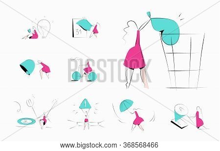 Notifications, Calendar, Danger Allert, Error, Documents, Weather Forecast - Vector Illustrations On