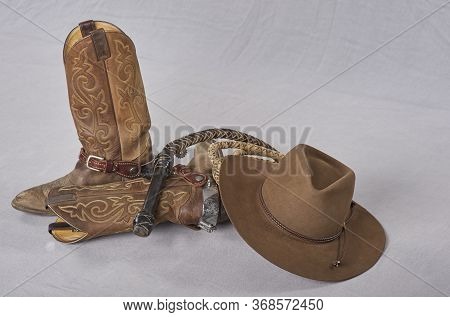 Cowboy Boots, Spurts, Bull Whip, Cowboy Sombreo